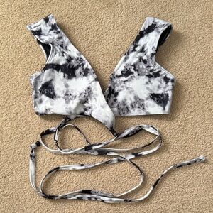 Hollister Black and White Tie-Dye Bikini